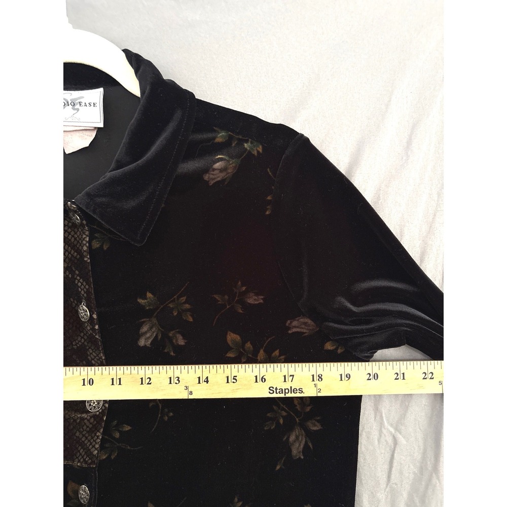 Vtg Y2K Button Down 10 Black Whimsigoth Patchwork Velvet Witchy Vampy Cardigan - Picture 4 of 9